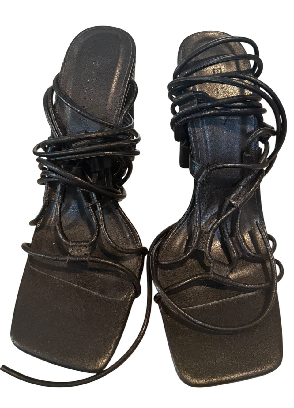 Black Leather Gladiator Heels